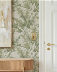 Canopy Soft Green Palm | Botanical Leaf Wallpaper - Esselle Home