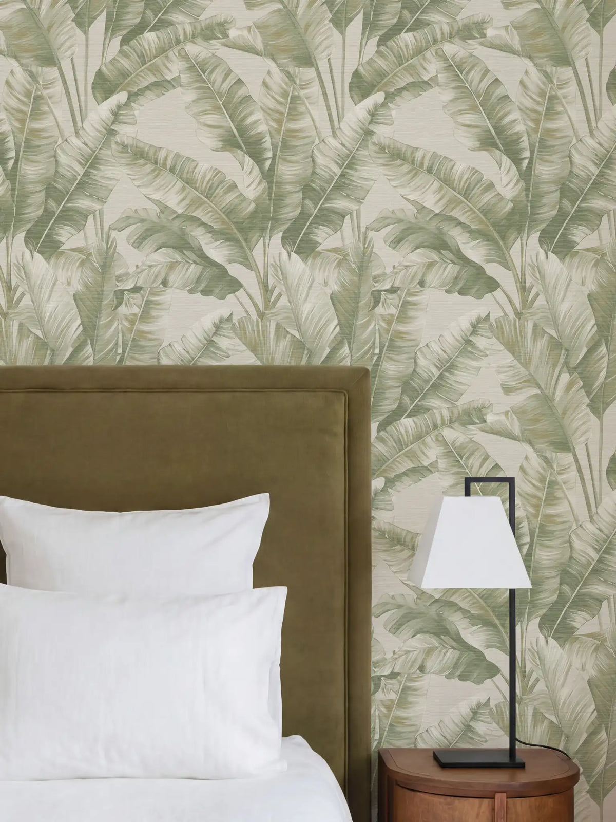 Canopy Soft Green Palm | Botanical Leaf Wallpaper - Esselle Home