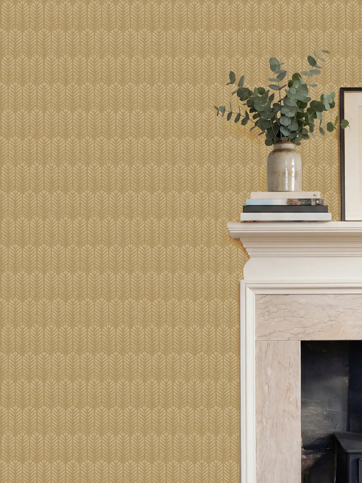 Novena Geo Ochre | Geometric Art Deco Wallpaper - Esselle Home