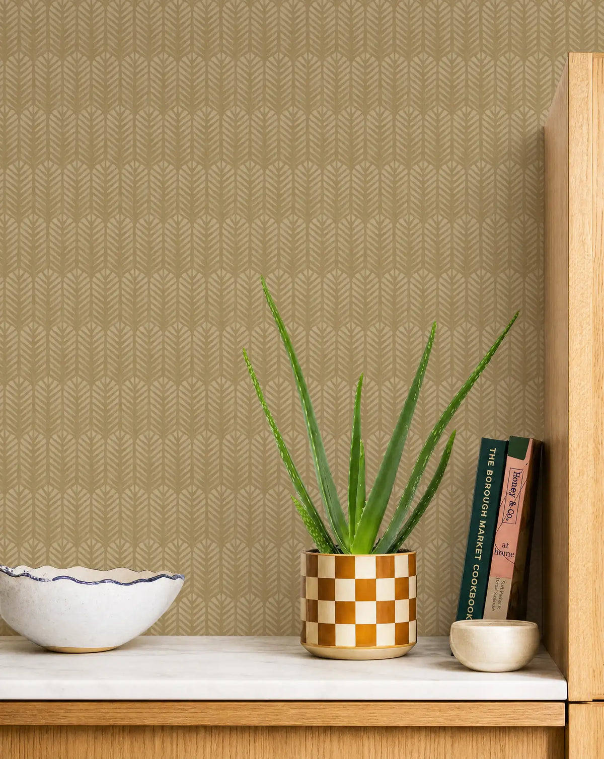Novena Geo Ochre | Geometric Art Deco Wallpaper - Esselle Home