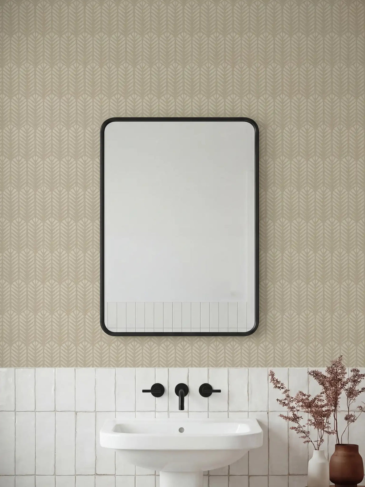 Novena Geo Natural | Geometric Art Deco Wallpaper - Esselle Home
