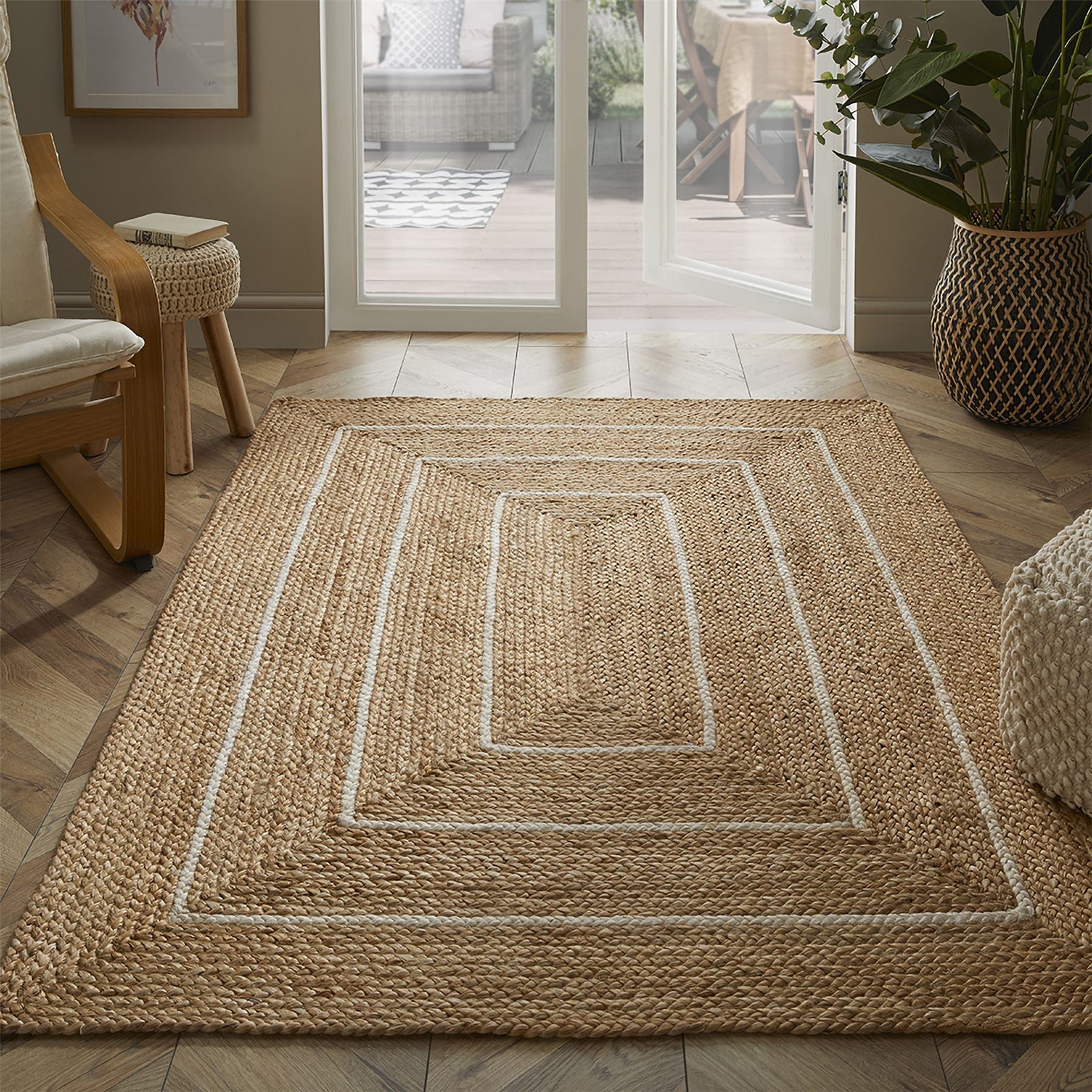 Prestbury Border Handbraided 120x170cm Natural Rug