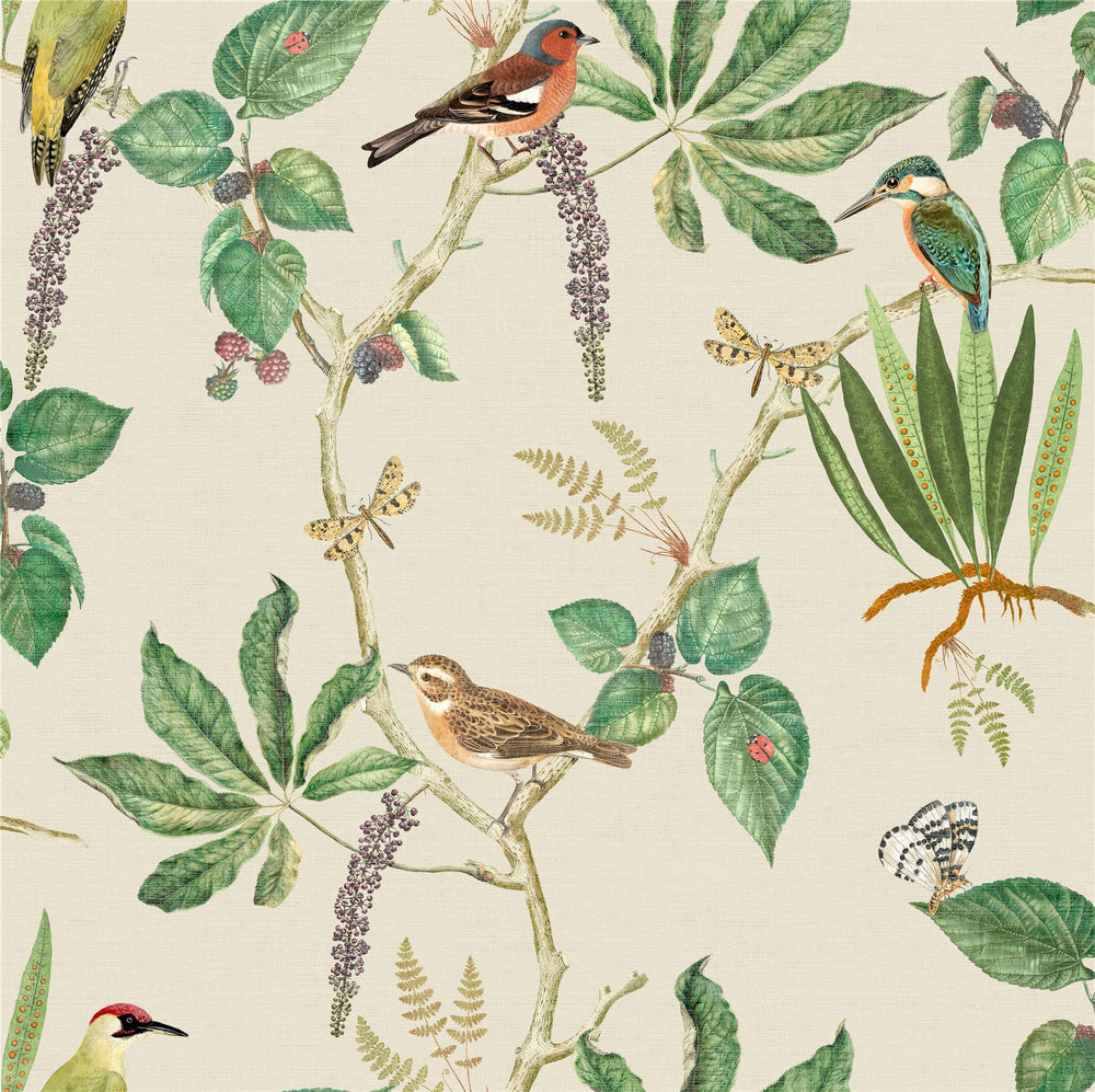 Hill Top Garden Cotton/Green Wallpaper - Esselle Home