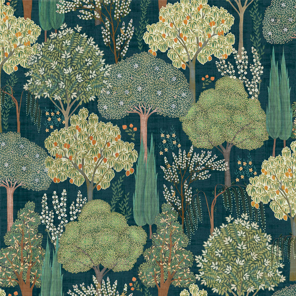 Persian Oasis Navy/Green Wallpaper