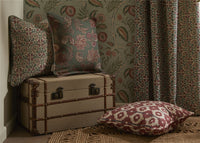 Veda Linen Teal/Raspberry Fabric - Esselle Home