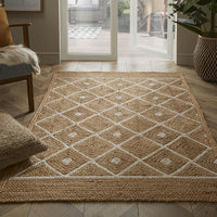 Prestbury Diamond Handbraided 120x170cm Natural Rug - Esselle Home