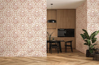Floral Cartouche Warm Spice Wallpaper