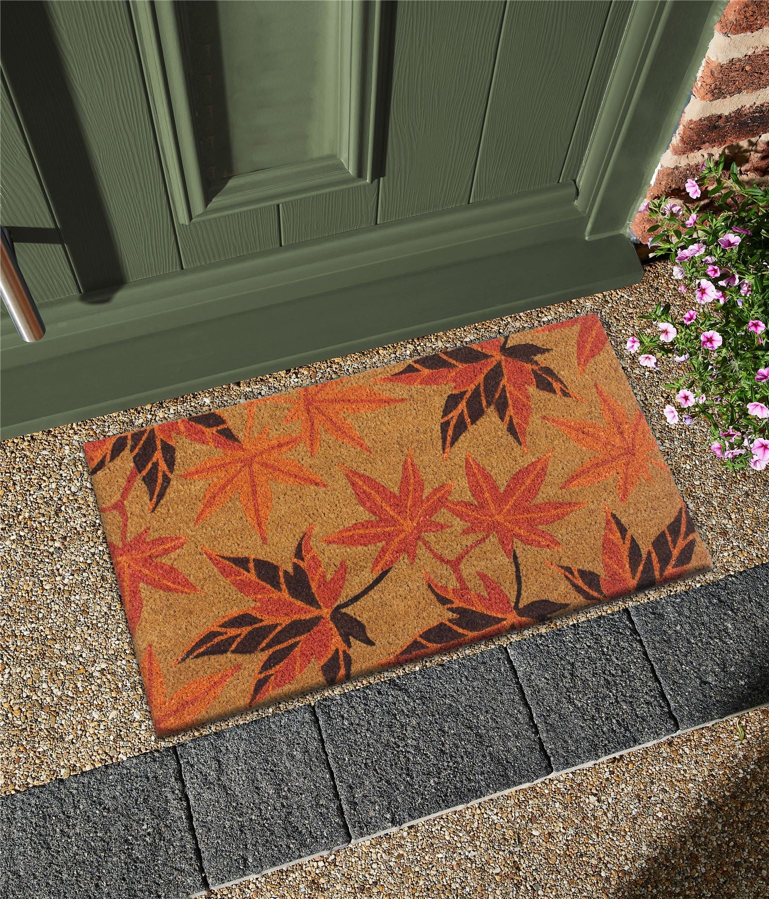 RHS Coir Maple Leaves Orange Doormat 45x75cm (Bale 439)