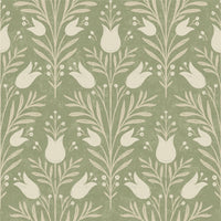 Heritage Tulip Spring Green Wallpaper - Esselle Home