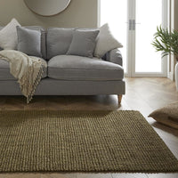 Whitefield Handwoven Boucle Olive Rug - Esselle Home