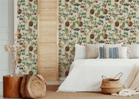 Tropic House Parchment/Green Wallpaper - Esselle Home