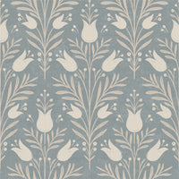 Heritage Tulip Chalky Blue Wallpaper