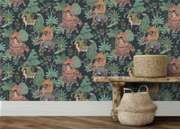 Emperor's Garden Black Multicoloured Wallpaper