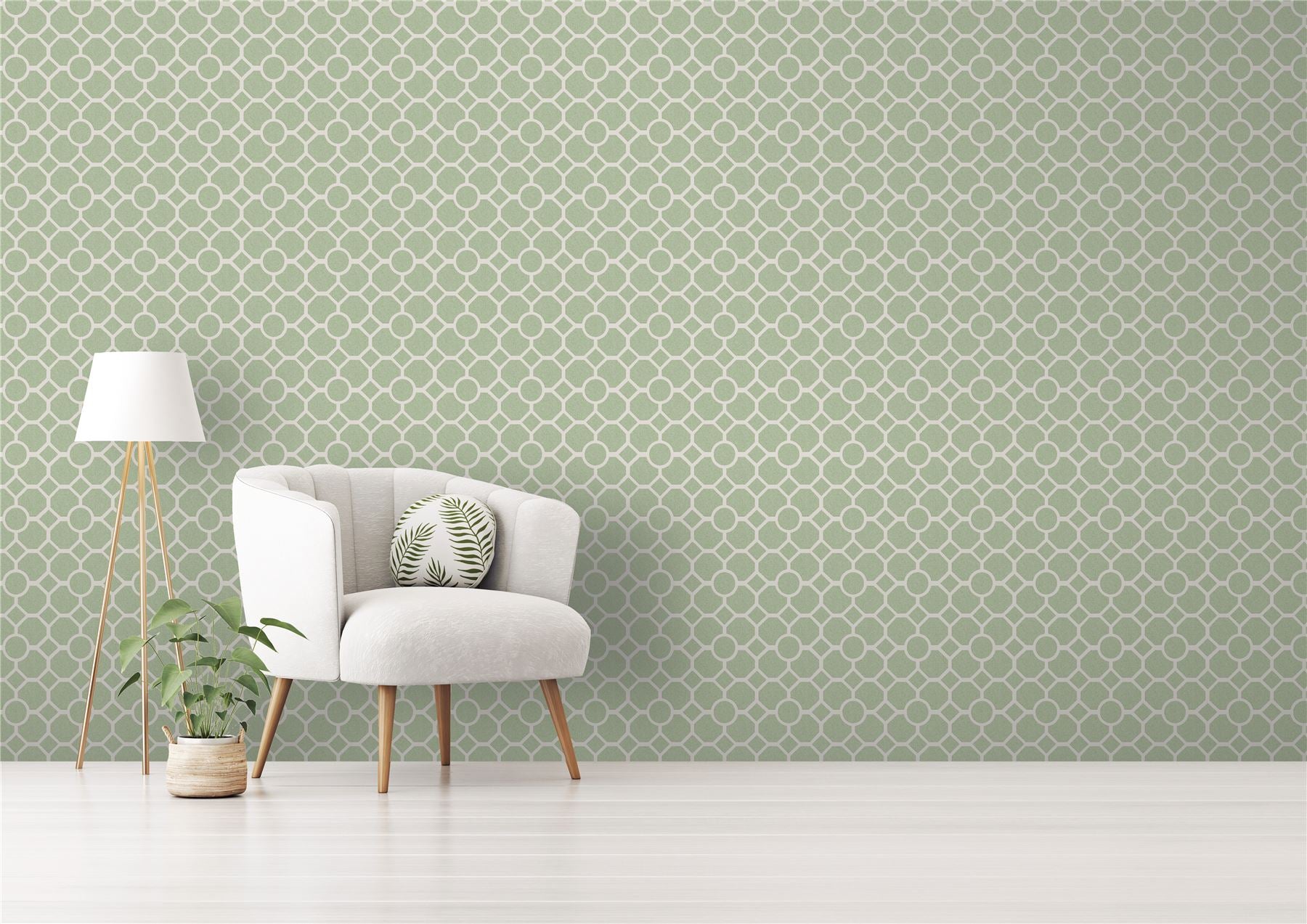 RHS Lattice Fretwork Sage Wallpaper