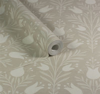 Heritage Tulip Taupe Wallpaper - Esselle Home