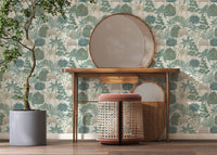 Exotic Pavilion Parchment/Green Wallpaper - Esselle Home