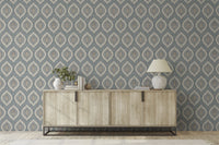 Odina Ikat Soft Blue Wallpaper
