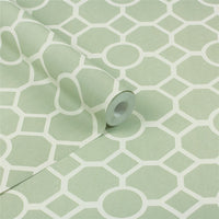 RHS Lattice Fretwork Sage Wallpaper - Esselle Home