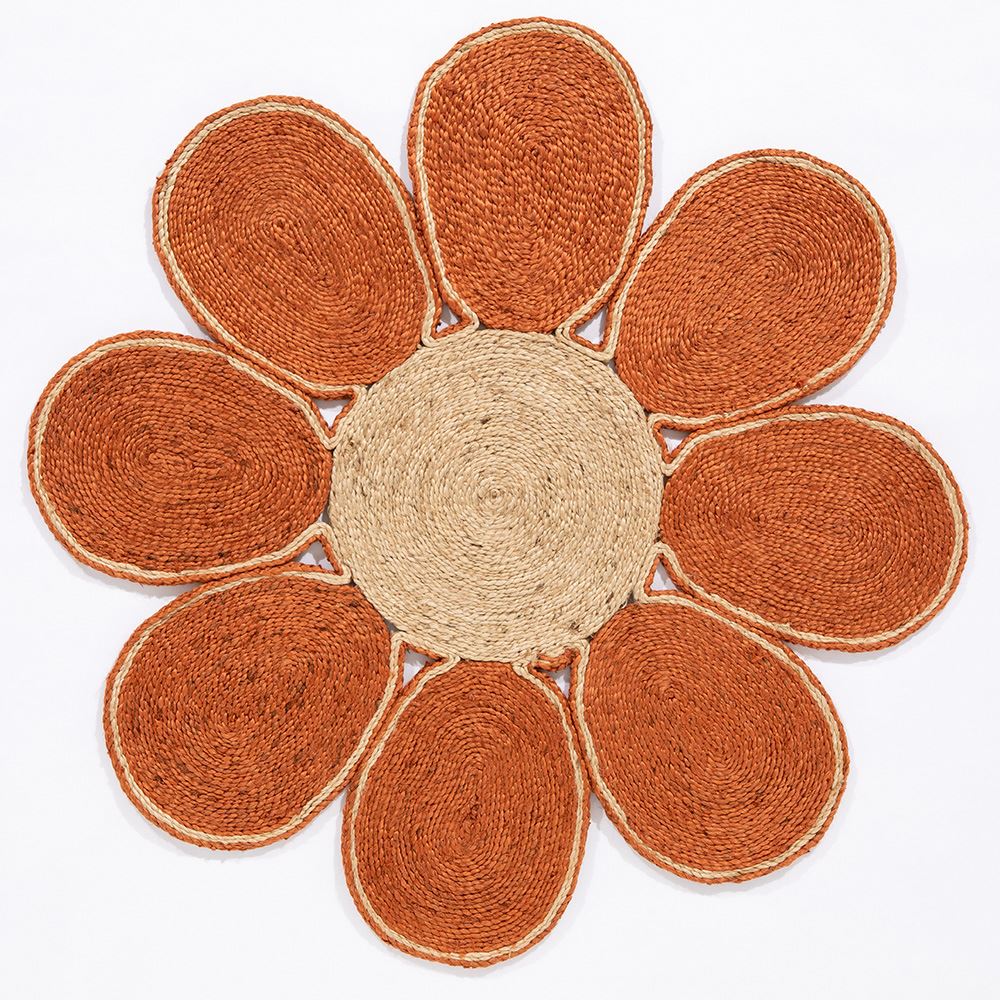 Spinningfields Single Flower Jute 120D Orange Rug