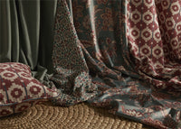 Kashmir Jacobean Teal/Raspberry Fabric - Esselle Home