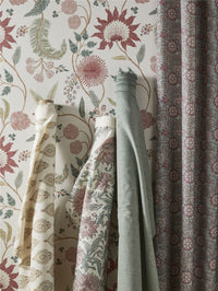 Fable Trail Linen/Raspberry/Green Wallpaper - Esselle Home
