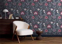Fable Trail Navy/Berry Wallpaper