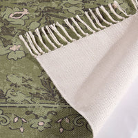 Kew Antique Printed 120x170cm Olive Rug with Tassel - Esselle Home