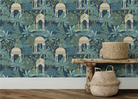 Exotic Pavilion Navy Wallpaper - Esselle Home