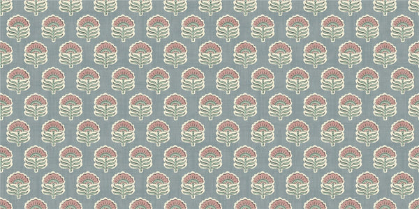 Wallington Floral Slate/Dusky Pink Fabric Cut Length