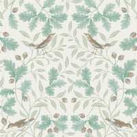 RHS Woodland Songbirds Sage Wallpaper