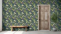 RHS Flower Medley Navy Wallpaper