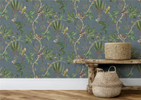 Hill Top Garden Slate Blue Wallpaper