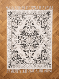 Kew Antique Printed 160x230cm Grey Rug with Tassel - Esselle Home