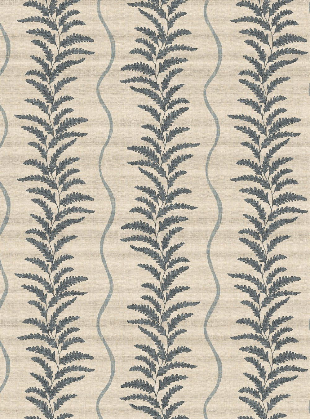 Fern Wave Blue & Beige Wallpaper - Esselle Home