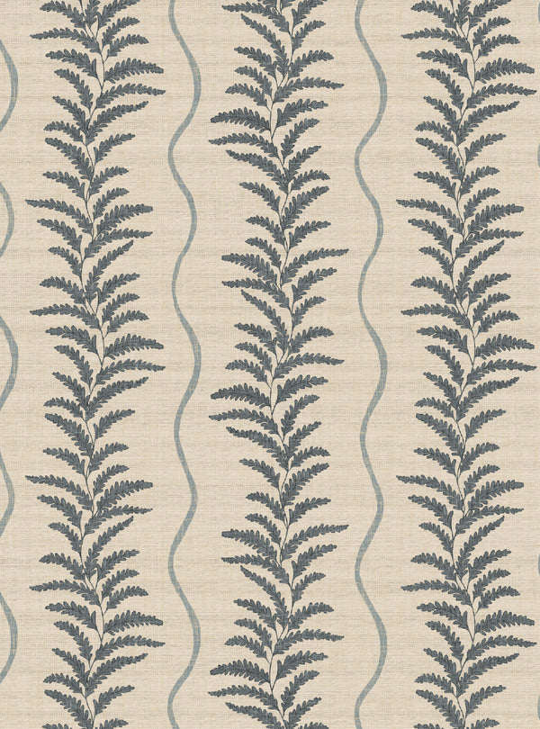 Fern Wave Blue & Beige Wallpaper