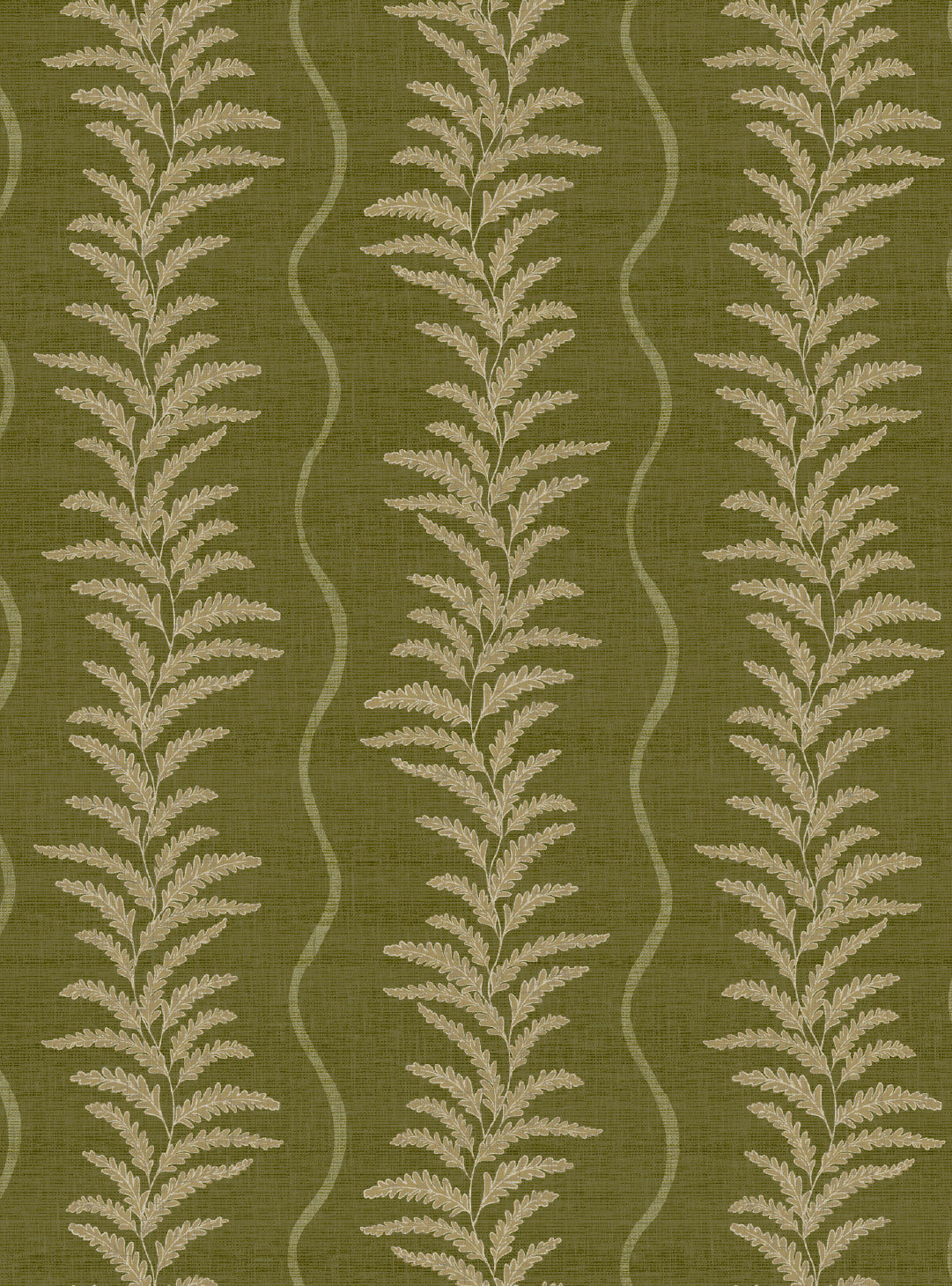 Fern Wave Olive Green Wallpaper