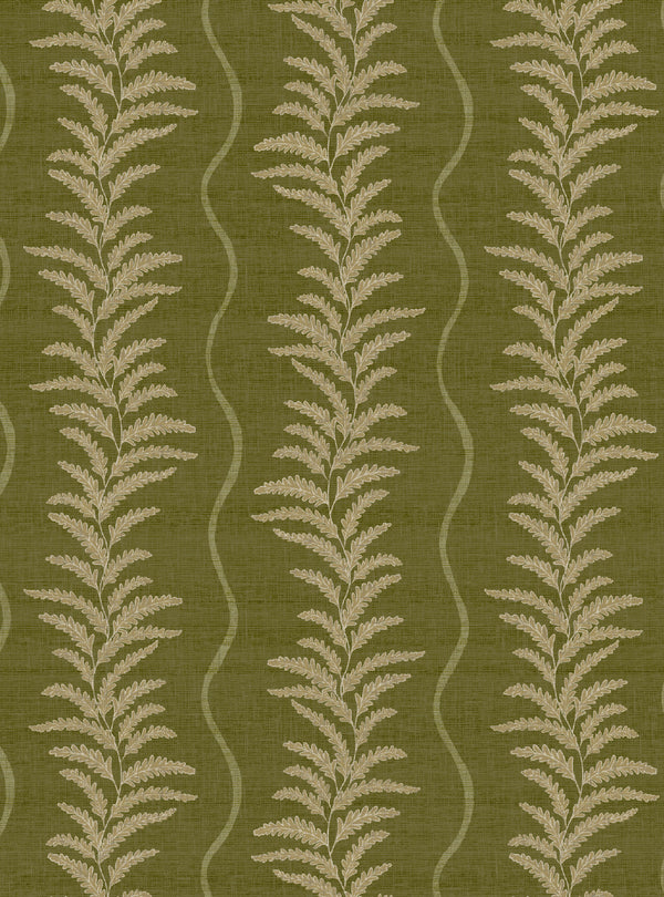 Fern Wave Olive Green Wallpaper