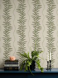 Fern Wave Sage Green Wallpaper