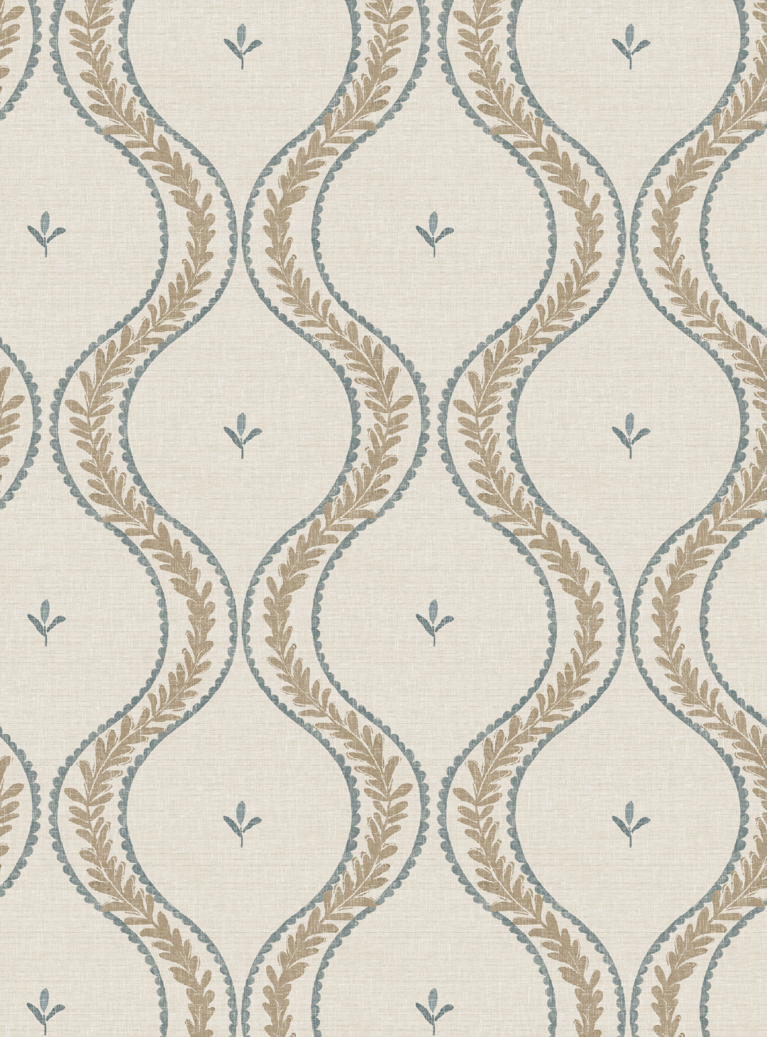 Garden Ogee Blue & Beige Wallpaper