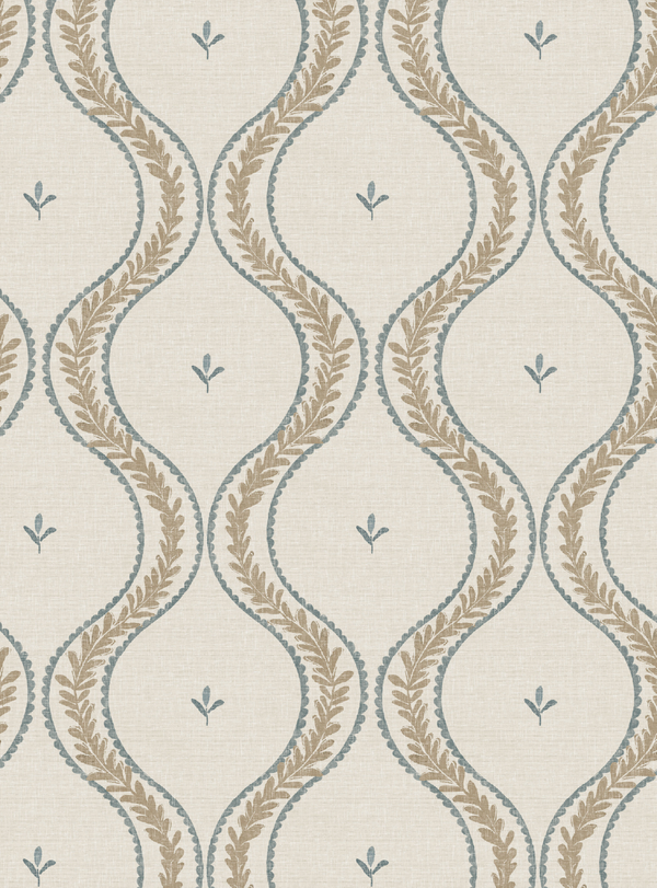 Garden Ogee Blue & Beige Wallpaper