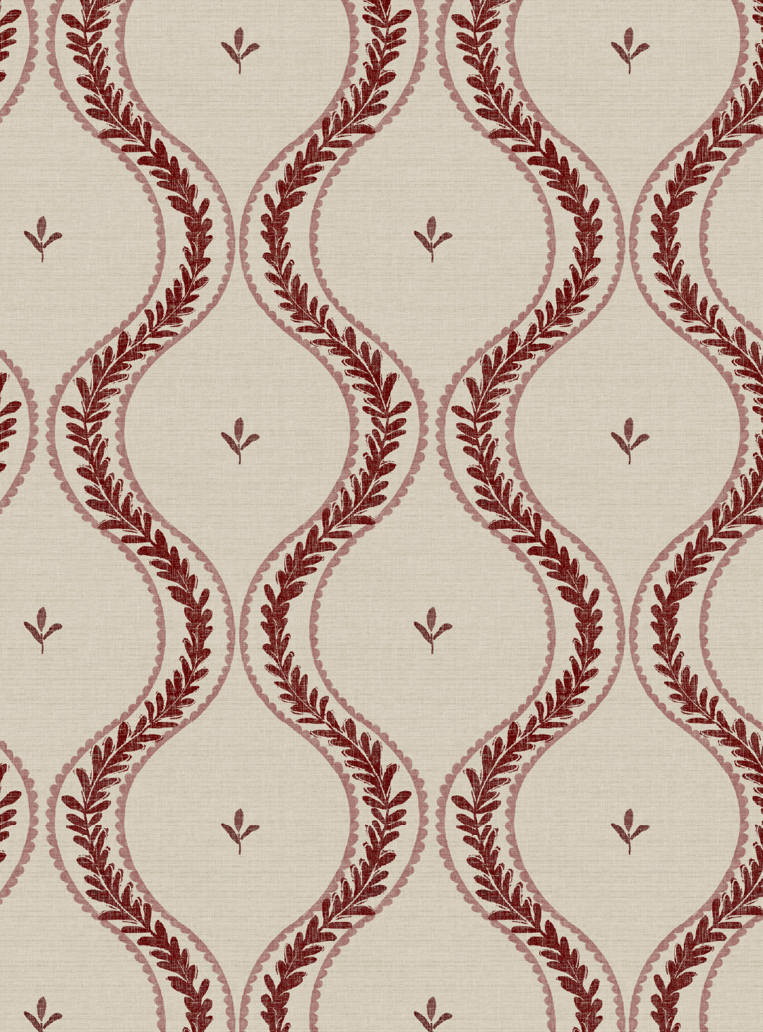 Garden Ogee Burgundy & Beige Wallpaper