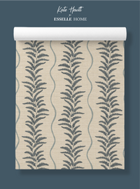 Fern Wave Blue & Beige Wallpaper