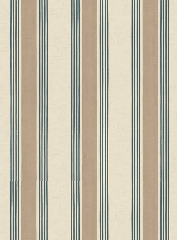 Old World Stripe Blue & Beige Wallpaper