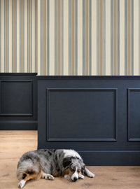Old World Stripe Blue & Beige Wallpaper