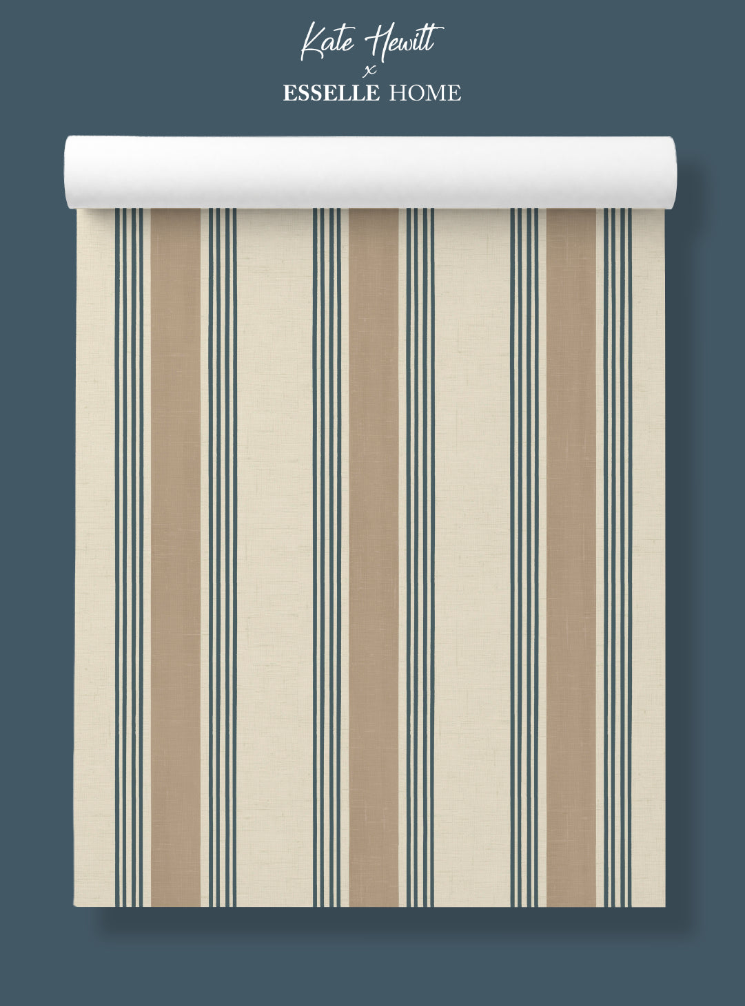 Old World Stripe Blue & Beige Wallpaper