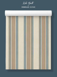 Old World Stripe Blue & Beige Wallpaper