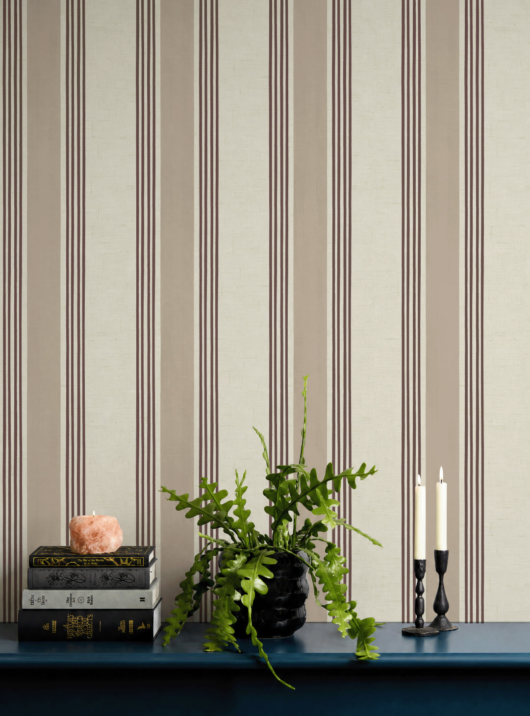 Old World Stripe Blush Pink Wallpaper