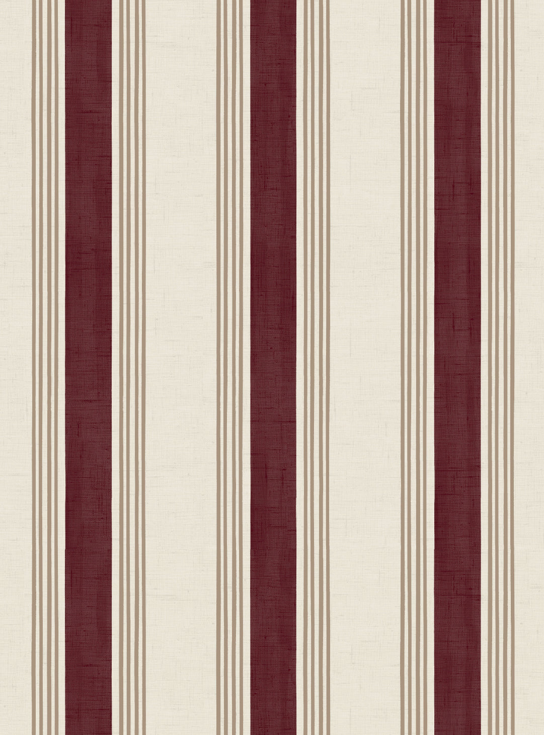 Old World Stripe Burgundy & Beige Wallpaper