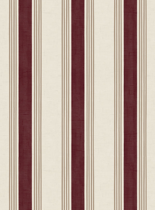 Old World Stripe Burgundy & Beige Wallpaper