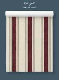 Old World Stripe Burgundy & Beige Wallpaper
